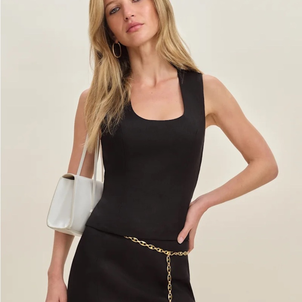 Reformation Lindsey Linen Two Piece in Black